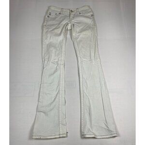 Miss Me Women Size 26 (Fits 34 Inseam) Bootcut White Denim Jeans Thick Stitch